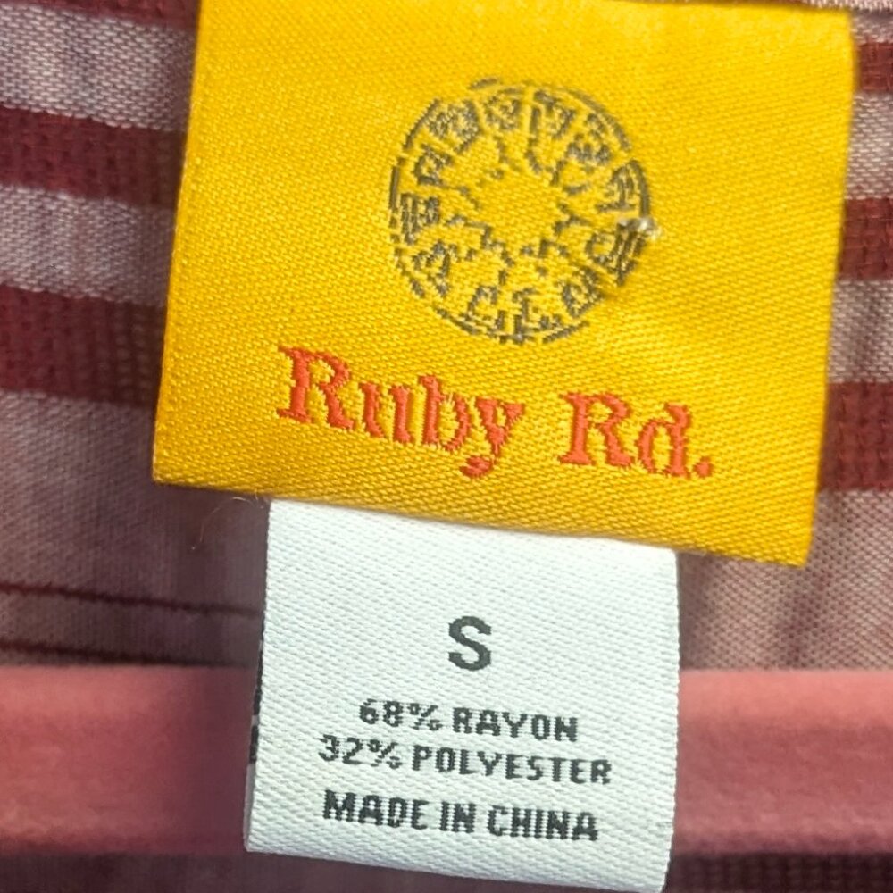 Ruby Rd. Size Small Red Striped Button Down - Picture 4 of 11